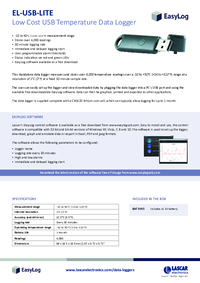 Thumbnail of document Data Sheet - EL-USB-LITE Low Cost Temperature Data Logger with USB